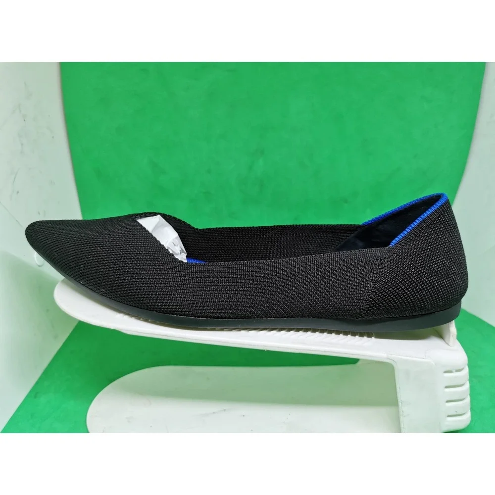 Rothy's The Point Flats Womens Slip On Black Blue Knit Pointed Toe Size 9.5